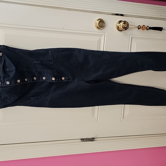 Guess, Strapless, Blue, Stretch, Denim, Jumpsuit, Vintage, 2000, Y2k, Festival - Picture 2 of 7